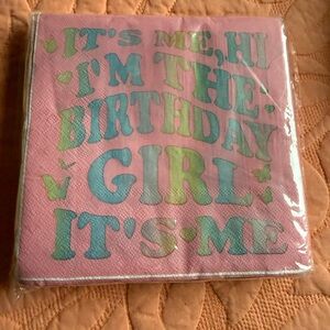 Taylor Swift Style Birthday Girl Party Napkins - Pink and Green